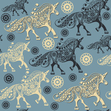 Seamless Pattern With Decorative Unicorn 17