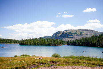 Landscape with lake in mountains