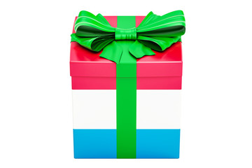 Poster - Gift box with flag of Luxembourg, holiday concept. 3D rendering