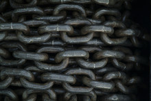 Anchor Chain On A Roll. This Piece Of Chain Makes An Interesting Texture When Rolled Up On The Bow Of A Fishing Boat In Southeast Alaska.
