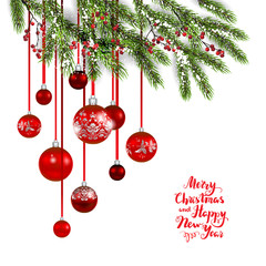 Wall Mural - Christmas tree and balls