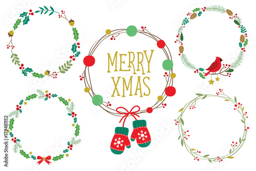 christmas ornament wreath frame vector illustration set with red berries green leaves red robin - Is Red Robin Open On Christmas christmas ornament wreath frame vector illustration set with red berries green leaves red robin - Is Red Robin Open On Christmas