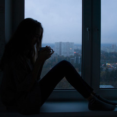 silhouette of a young beautiful girl