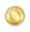 Golden token decorated with stars placed on white background