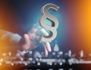 Fototapete - Justice and law symbol displayed on a futuristic interface - 3d rendering