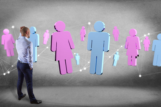 Couple of a man and a woman meeting on the internet - 3D rendering
