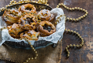 Wall Mural - Traditional homemade mince pies. Christmas baking