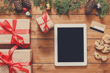Fototapete - Christmas online shopping background