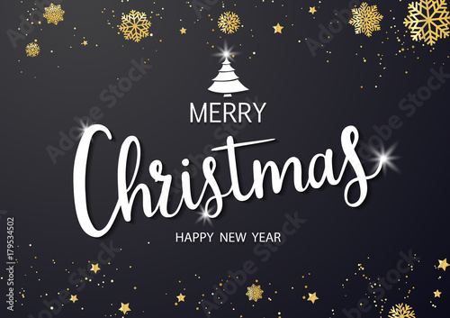 Fotomural Merry Christmas vector text and New Year Xmas background