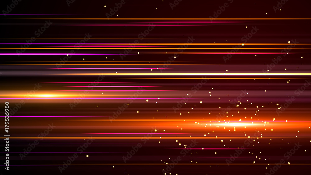 Beautiful light flares. Glowing streaks on dark background. Luminous abstract sparkling lined background. light effect wallpaper - obrazy, fototapety, plakaty 