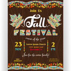 Wall Mural - Fall festival poster template. Text customized for invitation for celebration.