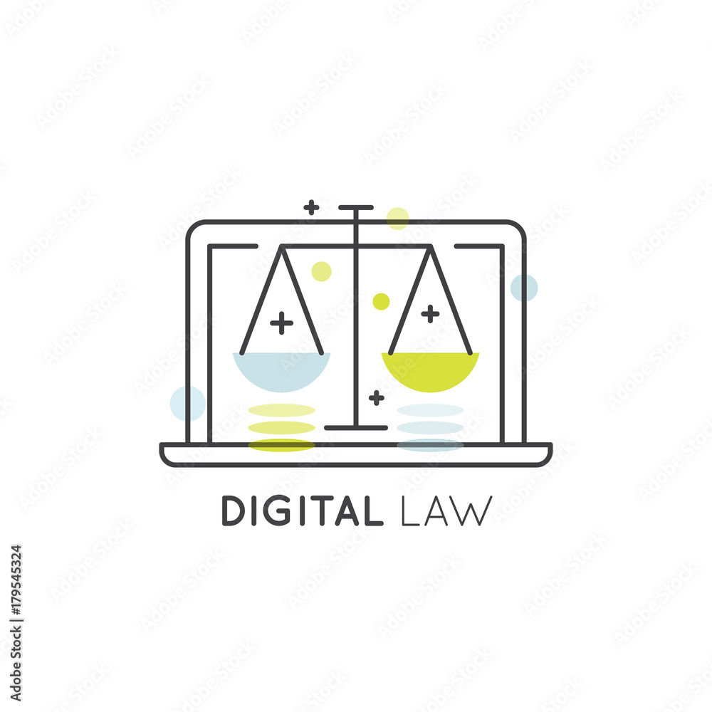Digital Rights Symbol Vector Icon Style Illustration Logo Set of Concepts of Digital Law and ...
