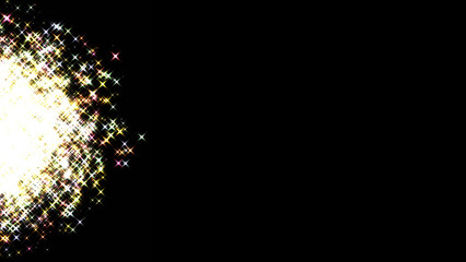 Wall Mural - twinkling colourful stars on the side of a black space (3d illustration)