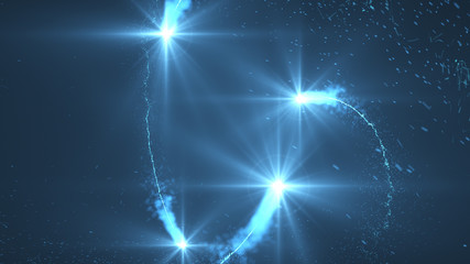 Poster - lightning blue ball flying. shining lights in motion with small particles. ring of electricity, plas