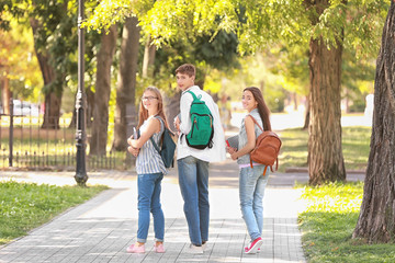 Canvas Print - Students walking together in park