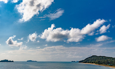 Wall Mural - Sky , blue sky background with clouds , Sky with clouds on the Sea in summer season