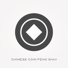 Silhouette Icon Chinese Coin Feng Shui
