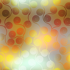 Poster - Seamless gold curly ornament on gold blurred background. Pattern in Art Nouveau style.