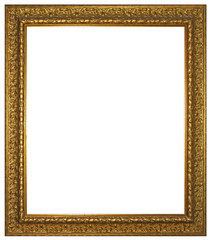 Wall Mural - Gold wooden frame for painting or picture isolated on white background