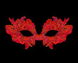 Red venetian carnival mask with flower