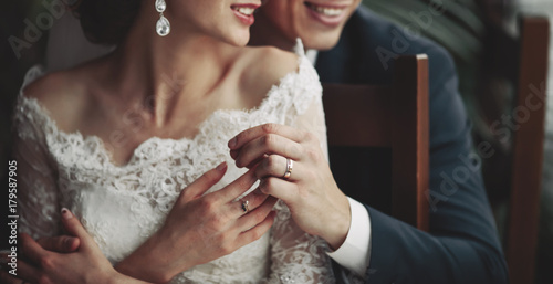 Fotografía happy wedding, bride and groom together
