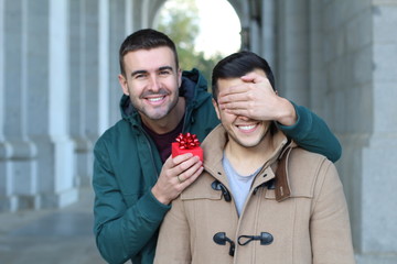 Wall Mural - Gay man popping the question