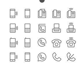 Poster - Phones UI Pixel Perfect Well-crafted Vector Thin Line Icons 48x48 Ready for 24x24 Grid for Web Graphics and Apps with Editable Stroke. Simple Minimal Pictogram