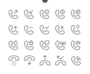 Poster - Phones UI Pixel Perfect Well-crafted Vector Thin Line Icons 48x48 Ready for 24x24 Grid for Web Graphics and Apps with Editable Stroke. Simple Minimal Pictogram