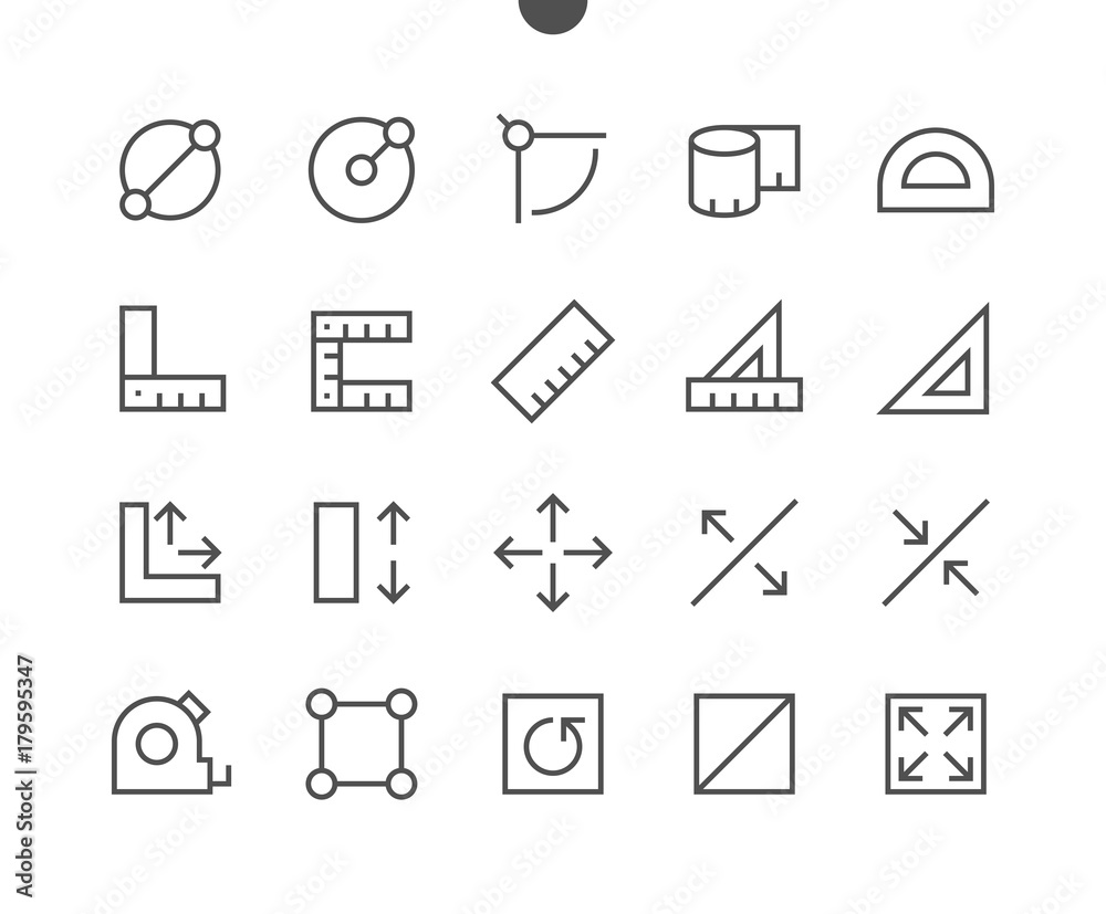 Measure Pixel Perfect Well-crafted Vector Thin Line Icons 48x48 Ready for 24x24 Grid for Web Graphics and Apps with Editable Stroke. Simple Minimal Pictogram - obrazy, fototapety, plakaty 