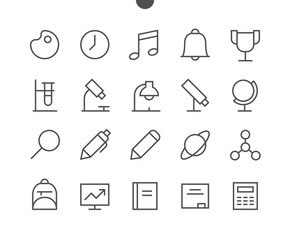 Poster - School Subjects Pixel Perfect Well-crafted Vector Thin Line Icons 48x48 Ready for 24x24 Grid for Web Graphics and Apps with Editable Stroke. Simple Minimal Pictogram