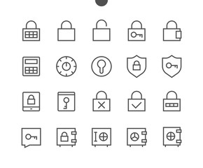 Sticker - Keys and Locks Outlined Pixel Perfect Well-crafted Vector Thin Line Icons 48x48 Ready for 24x24 Grid for Web Graphics and Apps with Editable Stroke. Simple Minimal Pictogram