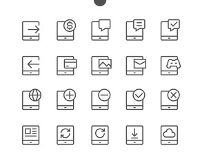 Poster - Tablet UI Pixel Perfect Well-crafted Vector Thin Line Icons 48x48 Ready for 24x24 Grid for Web Graphics and Apps with Editable Stroke. Simple Minimal Pictogram