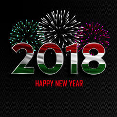 Wall Mural - Happy New Year and Merry Christmas. 2018 New Year background with national flag of Hungary and fireworks. Vector illustration.