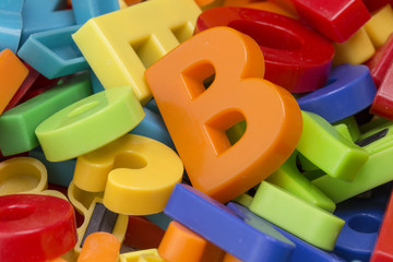 A close up shot of magnetic letters 