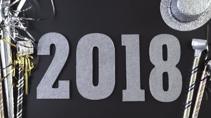 Wall Mural - Silver numbers of 2018 Year on a black background