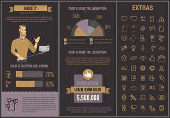 Poster - Mobility infographic template, elements and icons. Infograph includes customizable graphs, charts, line icon set with mobile technology, smartphone application, cloud computing, network connection etc