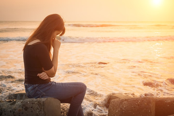 Wall Mural - woman feel depression