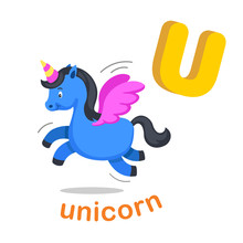 Illustration Isolated Alphabet Letter U Unicorn