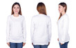 © geargodz - woman in white long sleeve t-shirt isolated on white background