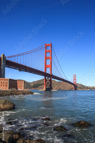 Golden Gate Bridge From The San Francisco Side View Of Fort Mason On The Left And