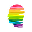 Creative thinking concept with colorful head silhouette made of paint strokes