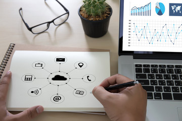 Poster -  Cloud Computing diagram Network Data Storage Technology Service