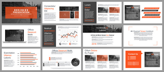 Business presentation slides templates from infographic elements. Can be used for presentation, flyer and leaflet, brochure, corporate report, marketing, advertising, annual report, banner, booklet.