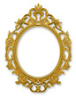Blank wooden golden baroque frame - concept image with central copy space