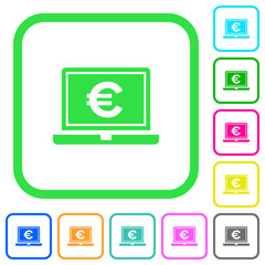 Canvas Print - Laptop with Euro sign vivid colored flat icons icons