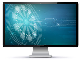 Sticker - computer screen with technology wallpaper vector illustration isolated on white.