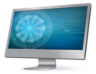 Sticker - computer screen with technology wallpaper vector illustration isolated on white.