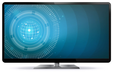 Sticker - computer screen with technology wallpaper vector illustration isolated on white.
