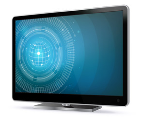 Sticker - tv screen with technology wallpaper vector illustration isolated on white.