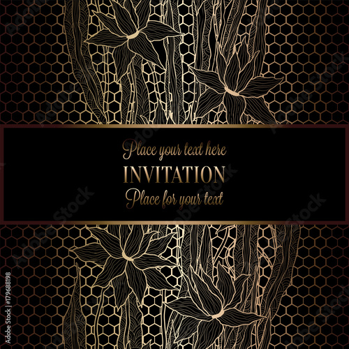Abstract Background With Antique Luxury Black And Gold Vintage